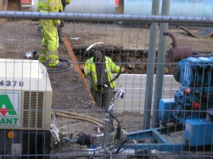 the pipe 'collar' being carried down to fit the pipe in Chester Green.